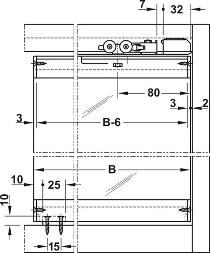 Hafele HAWA Clipo 36 GPPK IF Sliding Door Hardware One Door Set, for Door Weight 36 kg (79 lbs)
