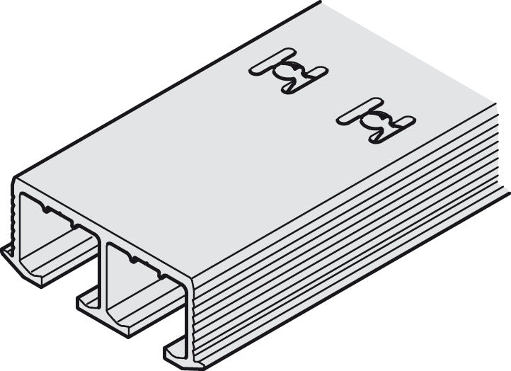 Hafele Aluminum Double Upper Running Track, for Hawa Clipo, Screw Mounting, 3500 mm Length