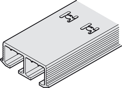 Hafele Aluminum Double Upper Running Track, for Hawa Clipo, Screw Mounting, 3500 mm Length