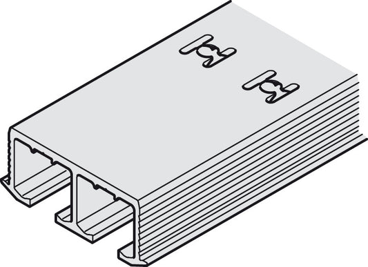 Hafele Aluminum Double Upper Running Track, for Hawa Clipo, Screw Mounting, 3500 mm Length