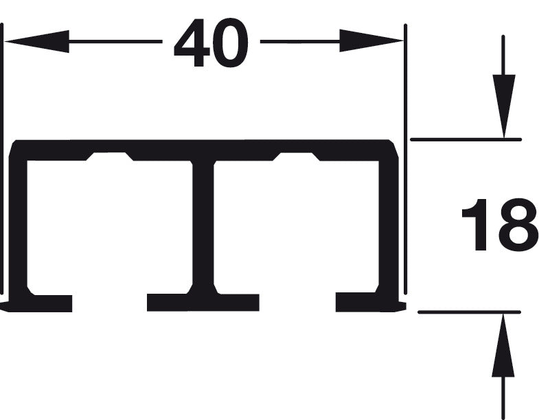 Hafele Aluminum Double Upper Running Track, for Hawa Clipo, Screw Mounting, 3500 mm Length
