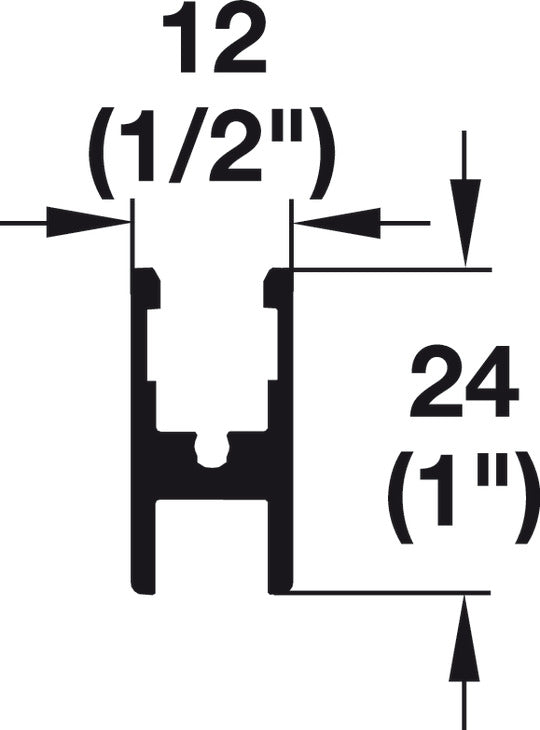 Hafele Glass Fixing Profile, for Hawa Clipo 36 GPK/GPPK, Glue Mounting, 2500 mm Length
