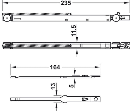 Hafele Closing and Opening soft Closing Mechanism Set, for Hawa, weight 15-25 kg (33-55 lbs.)