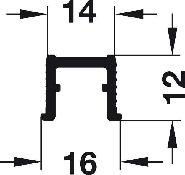 Hafele Aluminum Single Lower Guide Track, for Hawa Regal VF, Glue/Screw Mounting, 2500 mm Length