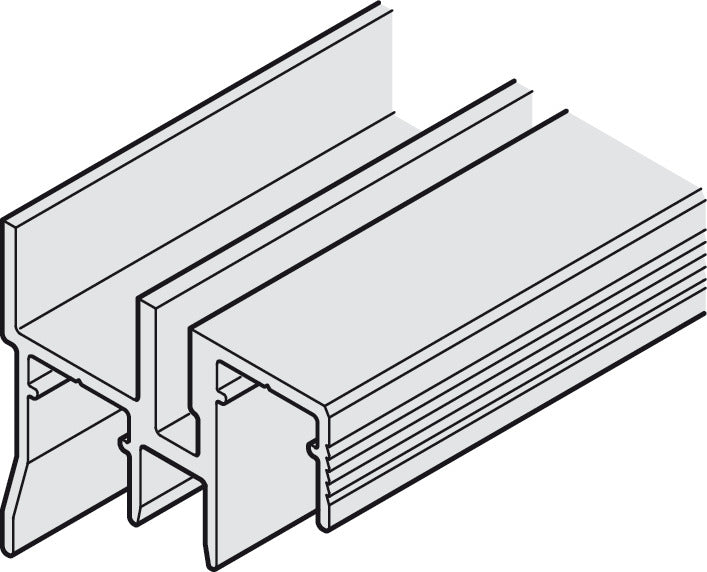 Hafele Aluminum Doble Guide Track, for Hawa Combino 20/35 H IF/MF/VF, Pre-Drilled 2500 mm Length