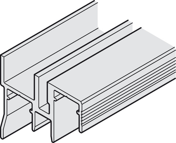 Hafele Aluminum Doble Guide Track, for Hawa Combino 20/35 H IF/MF/VF, Pre-Drilled 2500 mm Length