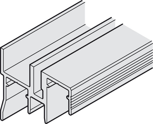 Hafele Aluminum Doble Guide Track, for Hawa Combino 20/35 H IF/MF/VF, Pre-Drilled 3500 mm Length
