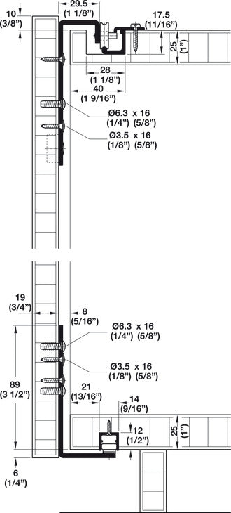 Hafele HAWA Regal A 25 H VF Sliding Door Hardware, One Door Set