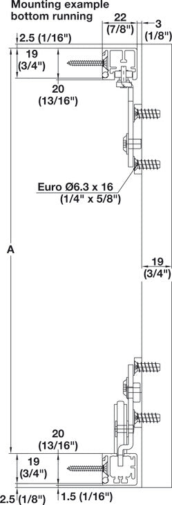 Hafele HAWA Regal B 25 H VF Sliding Door Hardware, One Door Set