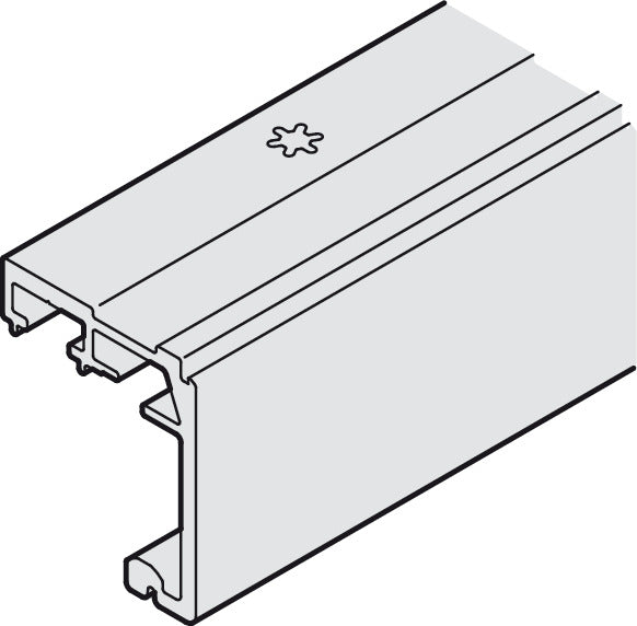 Hafele Aluminum Single Running Track, for Hawa Combino 65 H IF, Pre-Drilled Screw Mounting, 3500 mm length