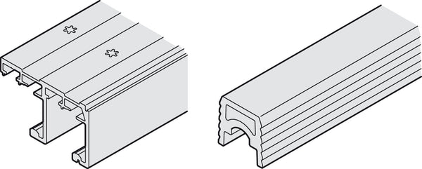 Hafele Aluminum Doble Running Track, for Hawa Combino 65 H IF, Glue Mounting, 2500 mm length