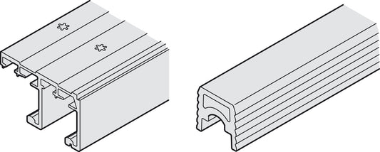 Hafele Aluminum Doble Running Track, for Hawa Combino 65 H IF, Glue Mounting, 4000 mm length