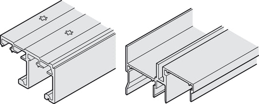 Hafele Aluminum Doble Running Track, for Hawa Combino 65 H MF, Pre-Drilled 2500 mm Length