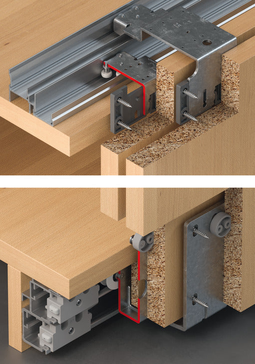 Hafele HAWA Combino 65 H VF Sliding Door Hardware, Three Door set