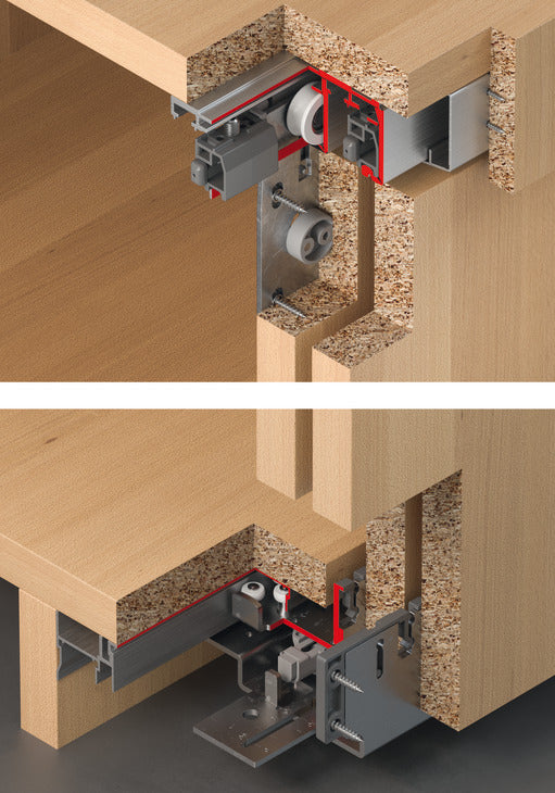 Hafele HAWA Combino 65 H MF  Sliding Door Hardware, Two Door Set