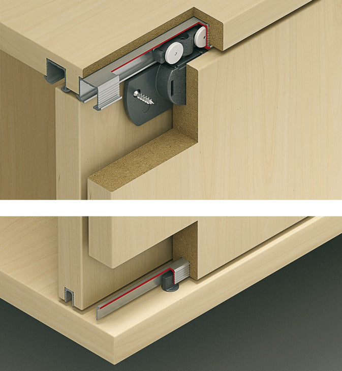 Hafele HAWA Clipo 16 H IF Sliding Door Hardware, for door weights up to 16 kg