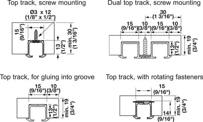 Hafele HAWA Clipo 16 H IF Sliding Door Hardware, for door weights up to 16 kg