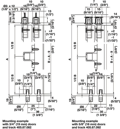 Hafele HAWA Clipo 16 H IF Sliding Door Hardware, for door weights up to 16 kg