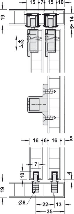 Hafele HAWA Clipo 16 H IF Sliding Door Hardware, for door weights up to 16 kg