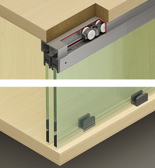 Hafele HAWA Clipo 16 GPK IF Sliding Door Hardware Two Door Set, for Door Weight 16 kg (35 lbs)