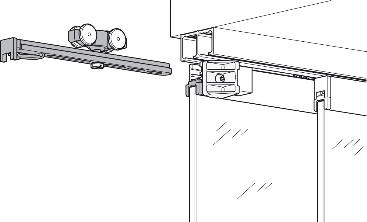 Hafele HAWA Clipo 16 GPK IF Sliding Door Hardware Two Door Set, for Door Weight 16 kg (35 lbs)