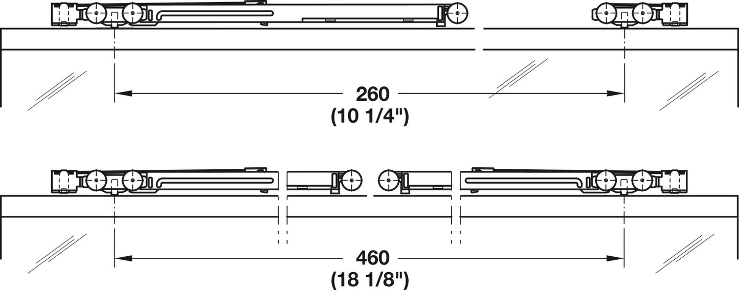 Hafele HAWA Clipo 16 GPK IF Sliding Door Hardware Two Door Set, for Door Weight 16 kg (35 lbs)
