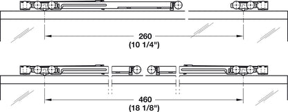 Hafele HAWA Clipo 16 GPK IF Sliding Door Hardware Two Door Set, for Door Weight 16 kg (35 lbs)