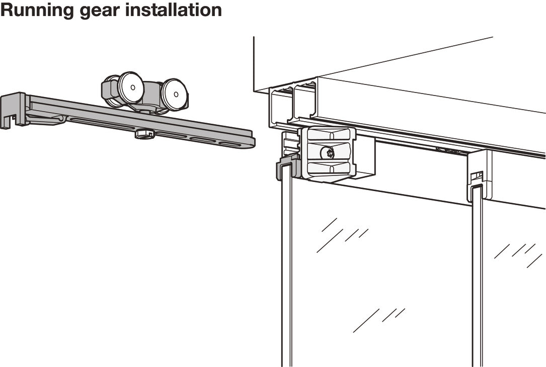 Hafele HAWA Clipo 16 GPPK IF Sliding Door Hardware Two Door Set, for Door Weight 16 kg (35 lbs)
