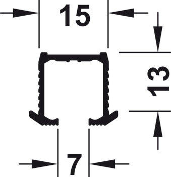 Hafele Aluminum Single Upper Guide Track For Hawa Clipo 16 H IF/MF/HM, 2500 mm Length