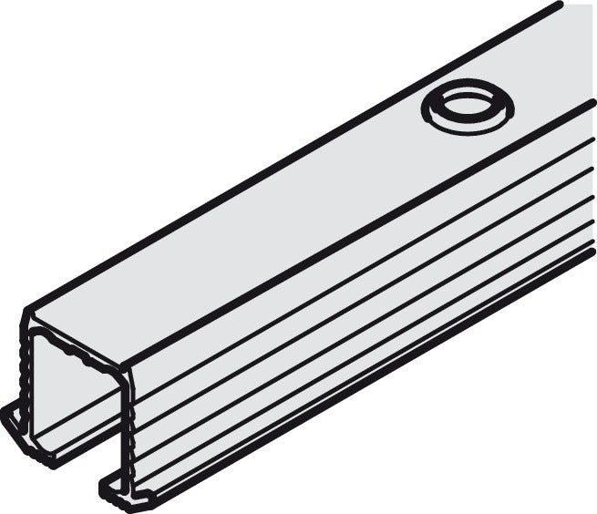 Hafele Aluminum Single Upper Guide Track For Hawa Clipo 16 H IF/MF/HM, Pre-Drilled Screw Mounting, 3500 mm Length