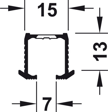 Hafele Aluminum Single Upper Guide Track For Hawa Clipo 16 H IF/MF/HM, Pre-Drilled Screw Mounting, 3500 mm Length
