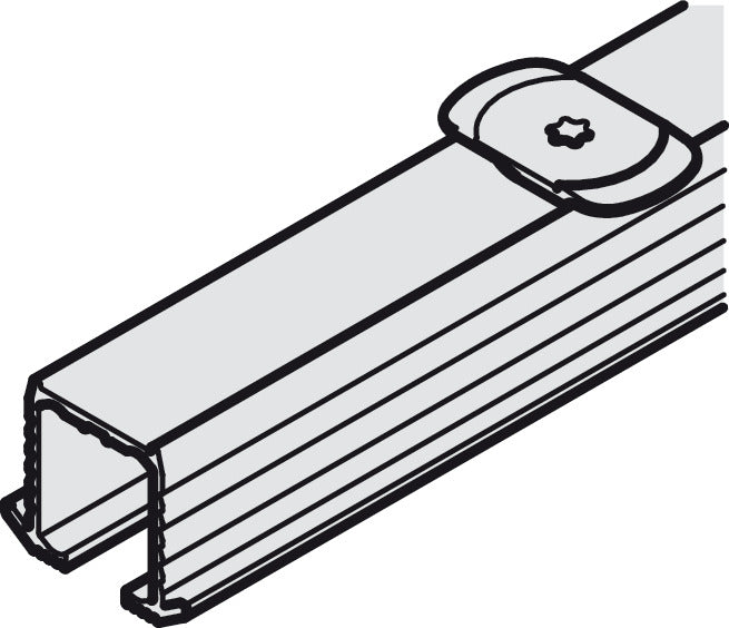 Hafele Aluminum Single Upper Guide Track For Hawa Clipo 16 H IF/MF/HM, Glue Mounting, 3500 mm Length