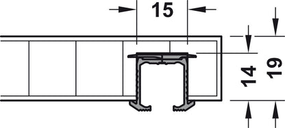 Hafele Aluminum Single Upper Guide Track For Hawa Clipo 16 H IF/MF/HM, Glue Mounting, 3500 mm Length