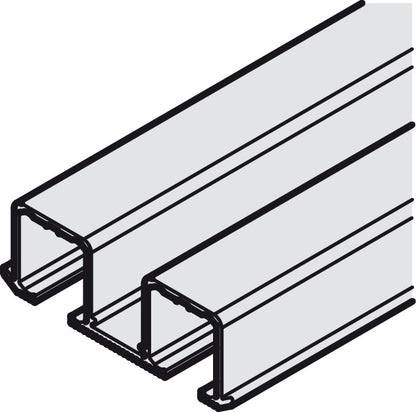 Hafele Aluminum Double Upper Guide Track For Hawa Clipo 16 H IF/MF/HM, Pre-Drilled Screw Mounting, 2500 mm Length