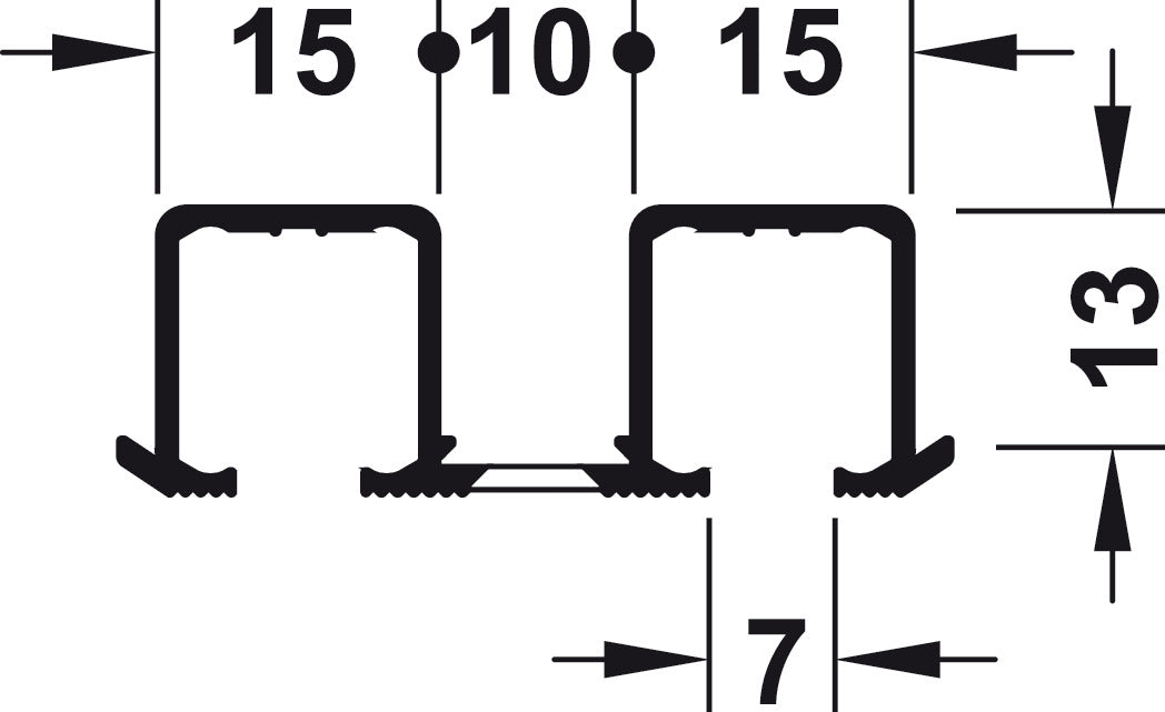 Hafele Aluminum Double Upper Guide Track For Hawa Clipo 16 H IF/MF/HM, Pre-Drilled Screw Mounting, 3500 mm Length