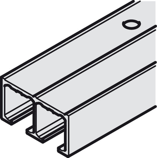 Hafele Aluminum Double Upper Guide Track, for Hawa Clipo IF, Surface Mounted, 2500 mm Length