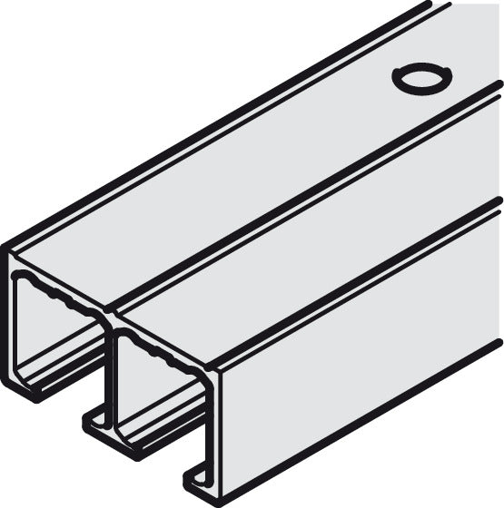 Hafele Aluminum Double Upper Guide Track, for Hawa Clipo IF, Surface Mounted, 3500 mm Length