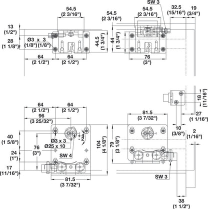 Hafele HAWA Combino 35 H VF Sliding Door Hardware, Two Door Set