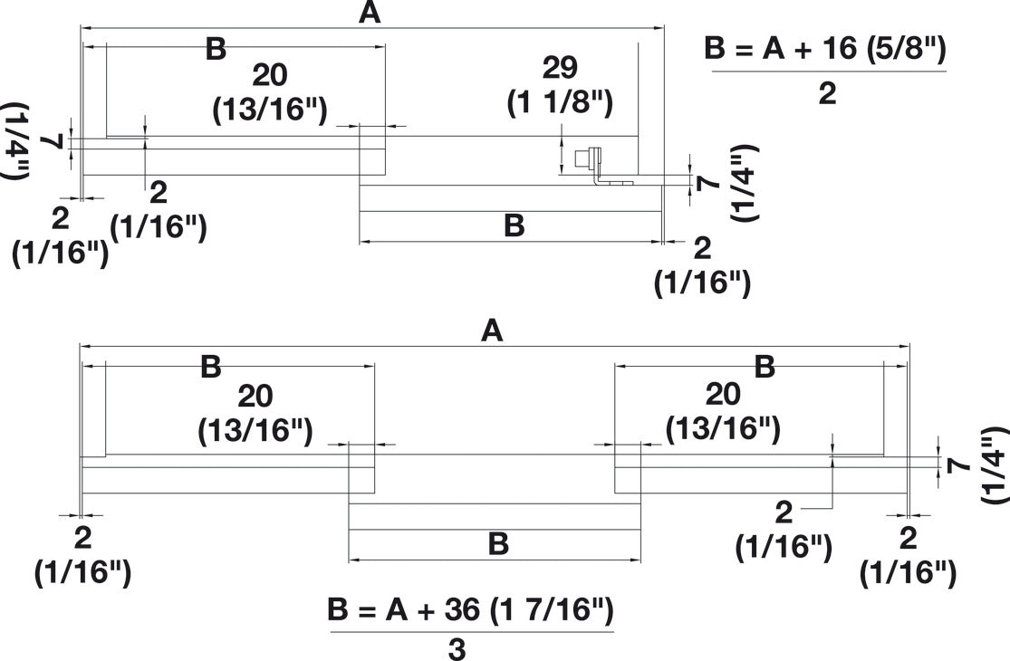 Hafele HAWA Combino 35 H VF Sliding Door Hardware, Two Door Set