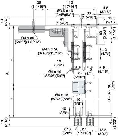 Hafele HAWA Combino 20 H IF Sliding Door Hardware, Two Door Set