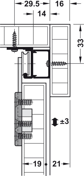 Hafele HAWA Combino 20 H IF Sliding Door Hardware, Two Door Set
