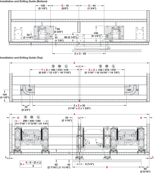 Hafele Coplanar Door, Hawa Frontino 20 H FB Sliding Door Hardware Set, for Base Cabinets 2200-2400 mm