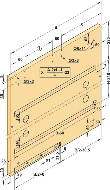 Hafele Coplanar Door, Hawa Frontino 40 Sliding Door Hardware Set, for Wardrobes for Two Doors 1200-1799 mm