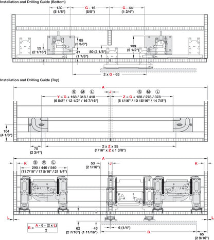 Hafele Coplanar Door, Hawa Frontino 40 Sliding Door Hardware Set, for Wardrobes for Two Doors 2200-2400 mm