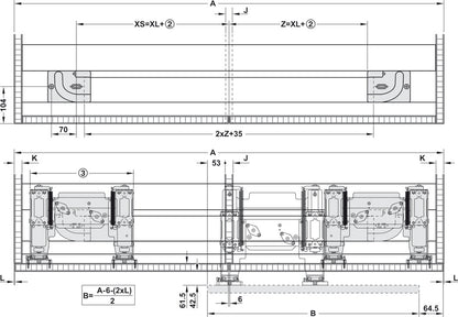 Hafele Coplanar Door, Hawa Frontino 40 Sliding Door Hardware Set, for Wardrobes for Two Doors 2200-2400 mm