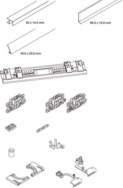 Hafele Coplanar Door, Hawa Frontino 20 H FB Sliding Door Hardware Set, for Base Cabinets 1200-1399 mm