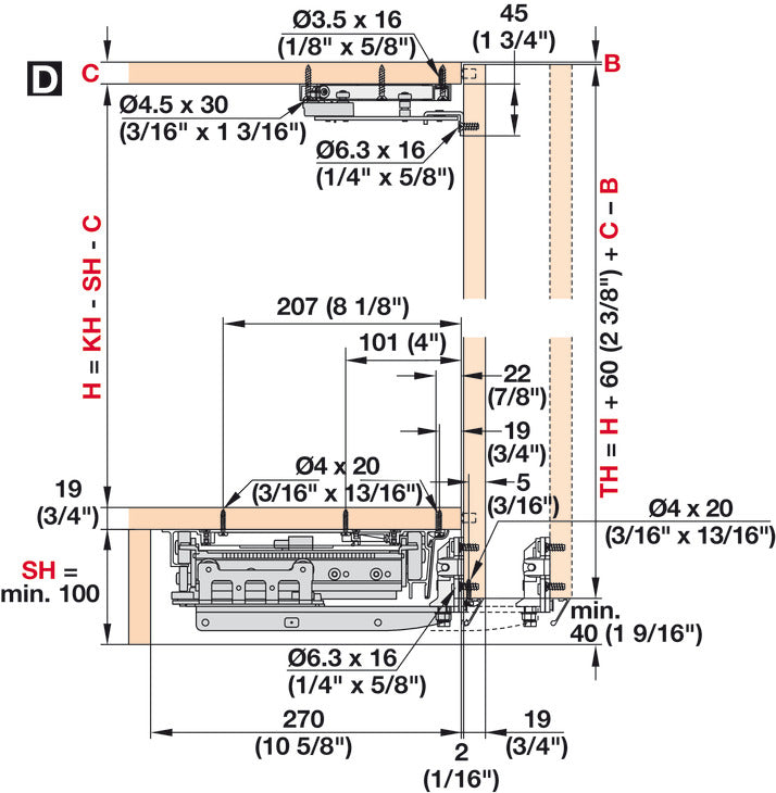 Hafele Coplanar Door, Hawa Frontino 20 H FB Sliding Door Hardware Set, for Base Cabinets 1200-1399 mm