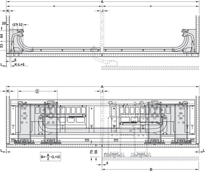 Hafele Coplanar Door, Hawa Frontino 20 H FB Sliding Door Hardware Set, for Base Cabinets 1800-1999 mm