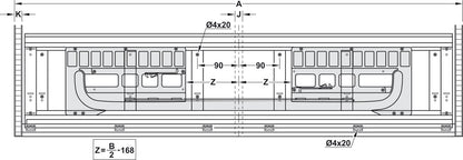 Hafele Coplanar Door, Hawa Frontino 20 H FB Sliding Door Hardware Set, for Base Cabinets 1800-1999 mm