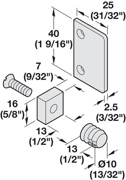 Hafele Zinc Plated Door Follower, for Hawa IF/MF